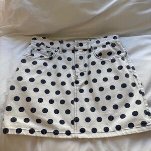 Jeanerica JeansSC® White Mini Skirt with Black Polka Dots